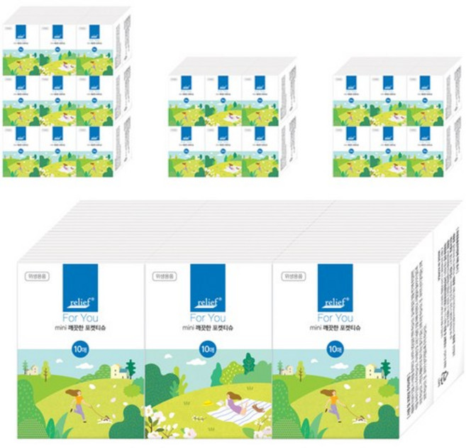 릴리프 포유 미니 포켓티슈, 10개입, 192개