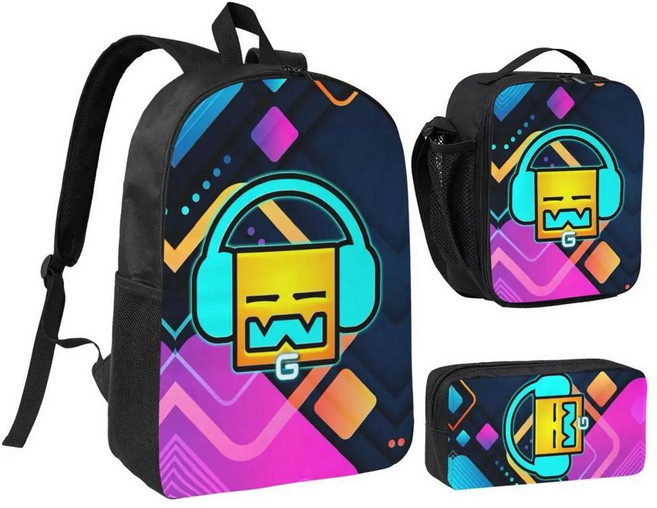 게임 비디오 대시 앱 학생용 재미있는 배낭 지오메트리 대학 데이팩 점심 가방 필통, 1개, 색상: 10. 7 / 크기: A. One Size