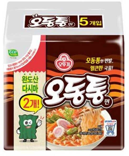 오뚜기 자취음식 야식 든든한끼 오동통면(다시마2) 얼큰한국물 120g 5개, 1개
