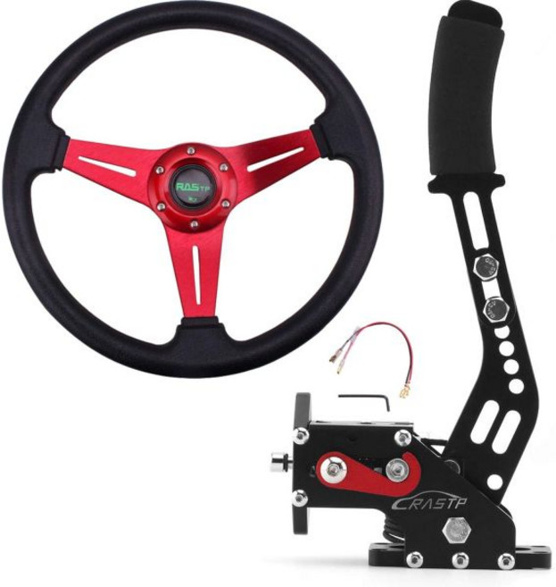 RASTP 범용 레이싱 스티어링 휠 64비트 PC USB 핸드브레이크 시뮬레이션용 게임용 Logitech G27 G25 G29 T500 T300 FANATEC LFS DIRT, RASTP 범용 레이싱 스티어링 휠 64비트 PC US
