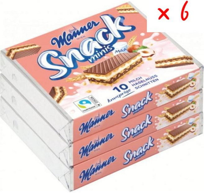 마너 스낵 미니 밀크 앤 헤이즐넛 팩, 6개, 225g