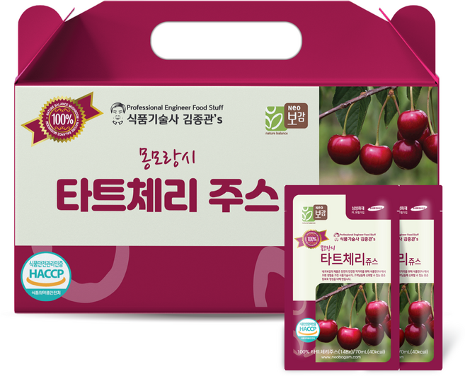네오보감 식품기술사 김종관's 100% 몽모랑시 타트체리주스, 30개, 70ml