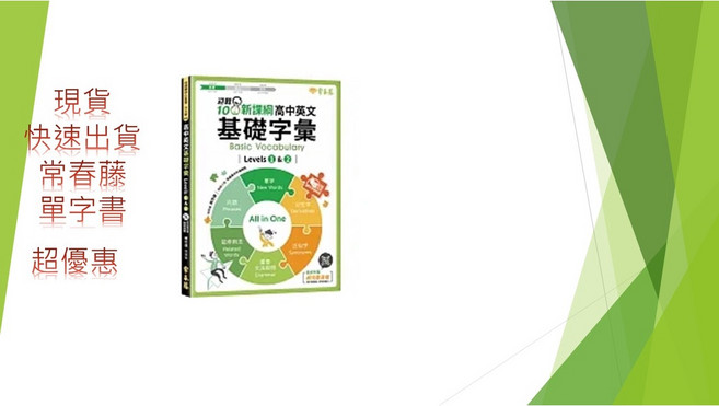 常春藤 108課綱 高中英文 基礎、核心、進階單字 字彙書, 基礎字彙Level (1-2)