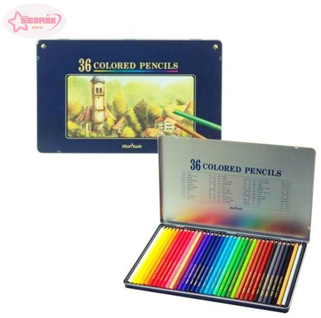 서락 문화연필 넥스프로 고급 수채색연필 36색 틴케이스 색칠놀이