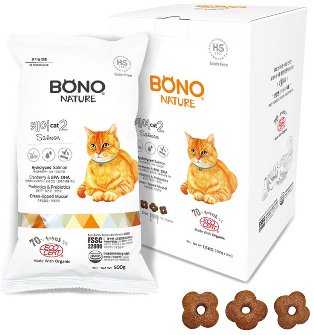 보노네이처 고양이 유기농 ( 피부 & 요로방광 ) ( 피부 & 면역 ) 가수분해 전연령 기능성사료, 7kg, 1개, 연어