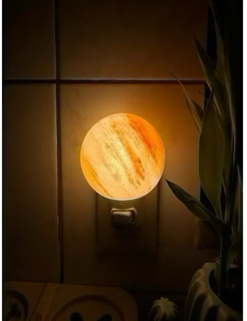 小圓球鹽燈 壁燈 小夜燈 附插座 燈泡, 紅色, 1個