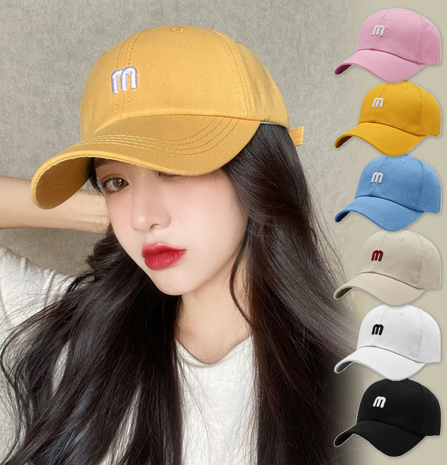 미다미 심플m 레터링 파스텔 데일리 남녀공용볼캡 (5컬러)