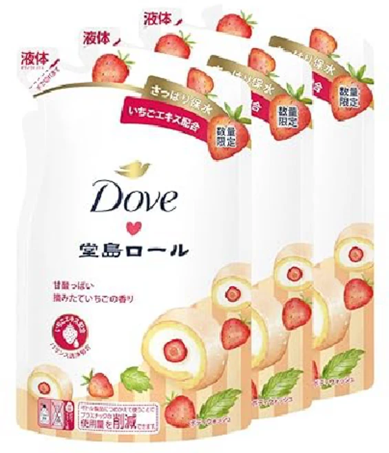 도브 거품형 바디 워시 바디솝 도지마롤 완숙 딸기향 320g 3개세트 리필용 - 쿠팡