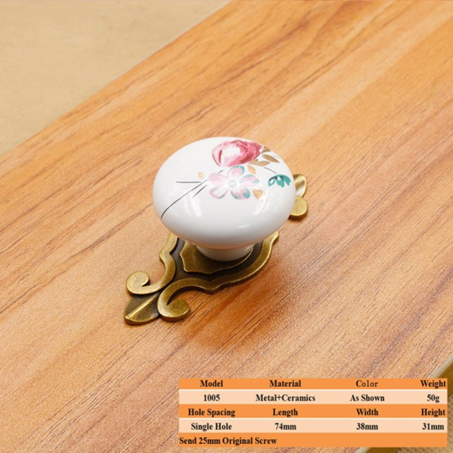 엔틱 가구 손잡이 LSTABAN 새로운 중국어 현대 호환 간단한 서랍 찬장 옷장 와인 캐비닛 책장 세라믹 단일 구멍 아연 합금 라운드 핸들, 1005-blue-38-03