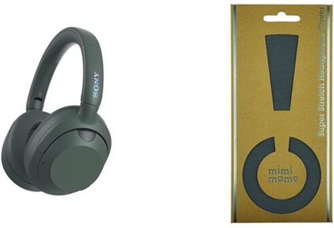 SONY 무선 노이즈 캔슬링 스테레오 헤드폰 WH-ULT900N / ULT WEAR 강력한 저음 아마존 알렉사 내장 향상된 통화 성능 편안한 착용감 포레스트 그레이 WHULT900, 2) 헤드폰 커버 세트