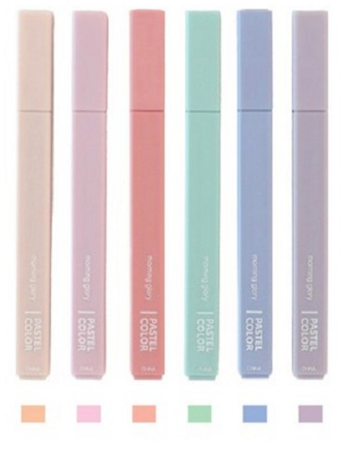 모닝글로리 파스텔 형광펜 6색 세트, 혼합색상, 1개