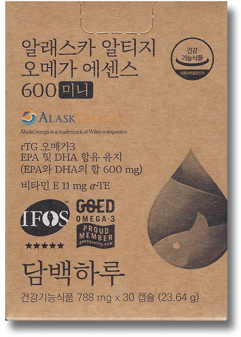 담백하루 알래스카 알티지오메가 에센스 600 미니, 30정, 1개