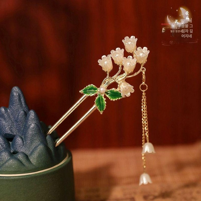 뒤꽂이 비녀 젓가락 여성용 대나무 구슬 전통