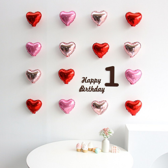 이벤트홀릭 미니하트 숫자세트 생일파티용품 셀프 홈촬영 포토존, 1, 1개, 레드