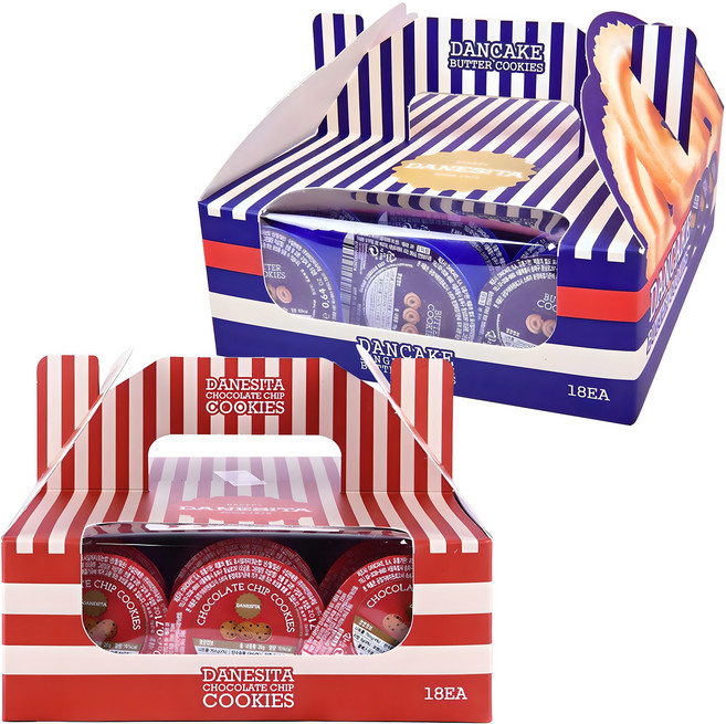 다네시타 댄케이크 버터쿠키 싱글서브 18g 18p + 초콜릿칩쿠키 싱글서브 20g 18p, 1세트, 360g