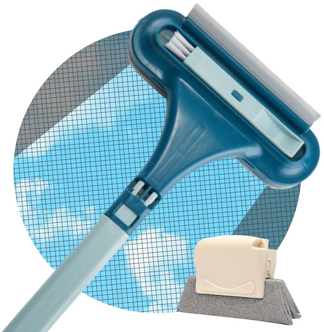 에센토 최신상 올인원 창문 방충망 브러쉬, 블루, 1개