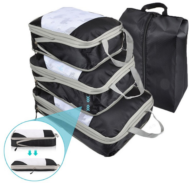 ALLILIO 깔끔정리 로지 여행용 휴대용 파우치 압축수납팩 4종 세트