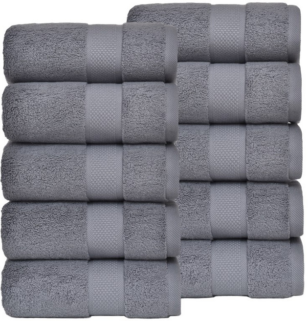 록신 명품 호텔수건 코마사 호텔 피크닉 수건 40수 코마사 데일리 타월 10종세트, 1세트, 회갈색