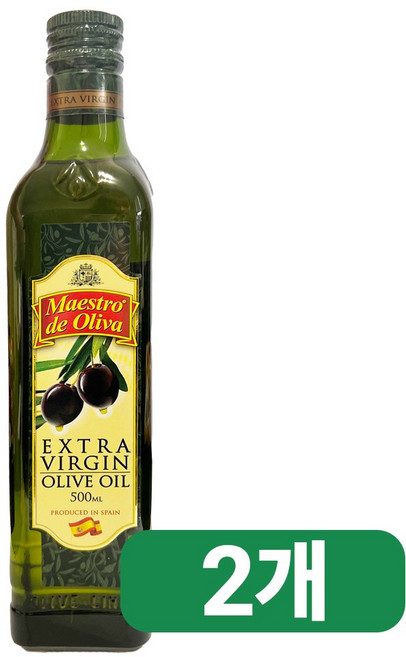 마에스트로데올리바 엑스트라버진 올리브유, 500ml, 2개