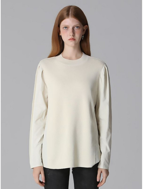 레노마레이디 니트배색 퍼프소매 블라우스 택가격 159000원