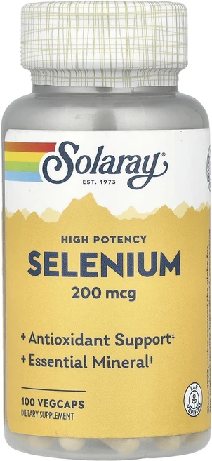 Solaray 셀레늄 고효능 200mcg 식물성 캡슐 100정, Solaray셀레늄고효능200mcg식물성캡슐100정, 1개 - 쿠팡