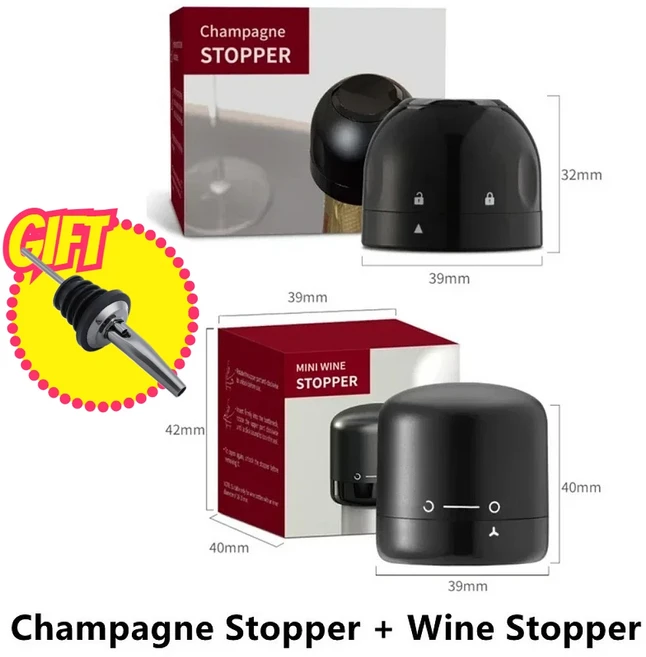 1/2PCS 진공 밀봉 와인 스토퍼 실리콘 레드 병 캡 샴페인 보존기 바 도구 액세서리, 02 2PCS Mix with gift