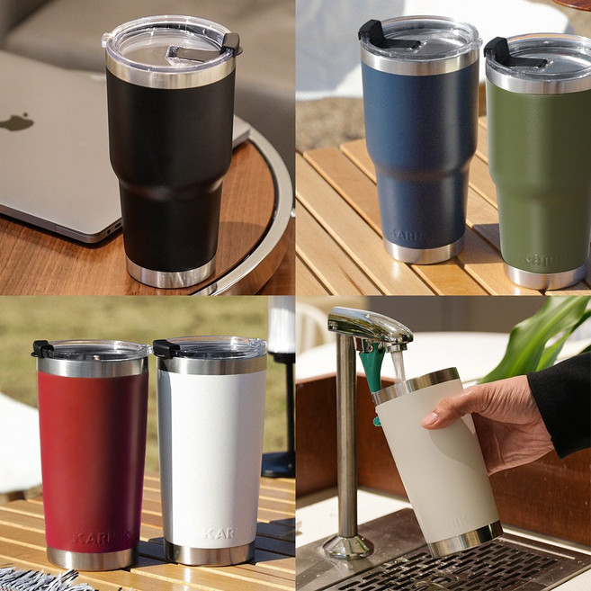 카르닉 이중진공 스테인리스 보온보냉 텀블러, 뉴스텐(블랙), 600ml, 1개