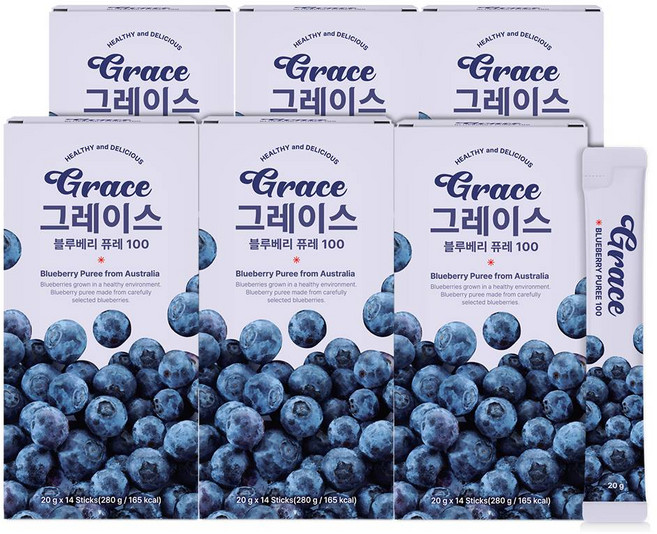 그레이스 블루베리 퓨레 100% 안토시아닌 스틱 홈쇼핑, 6개, 280g