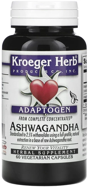 Kroeger Herb Co 아슈와간다 450mg 베지 캡슐 60정(캡슐 1정당 225mg), KroegerHerbCo아슈와간다450mg베지캡슐60정, 1개, 60정 - 쿠팡