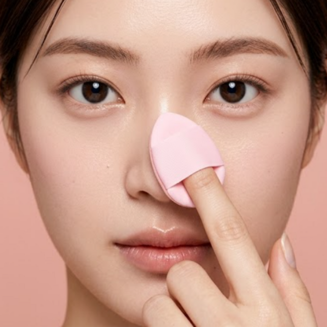 비아찰리 메이크업 핑거 스펀지 미니퍼프 6개입 휴대용 케이스, 핑크, 2세트