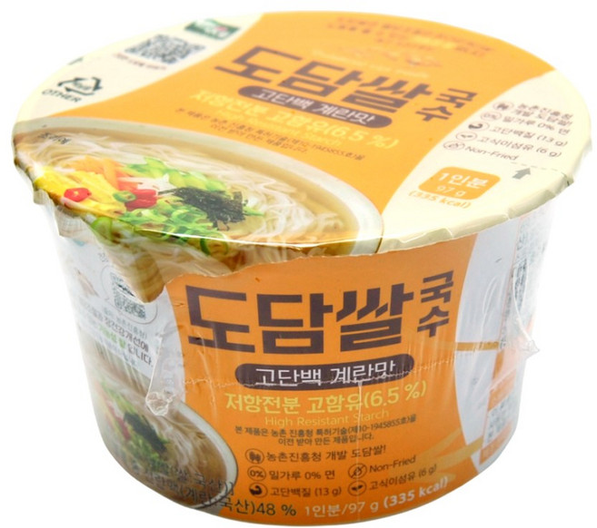 백제 도담쌀 쌀국수 고단백 계란맛 기능성 쌀 저항전분 고함유, 12개, 97g