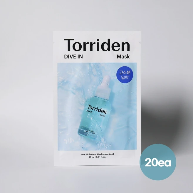 토리든 다이브인 저분자 히알루론산 마스크 27ml, 1개입, 20개 - 쿠팡