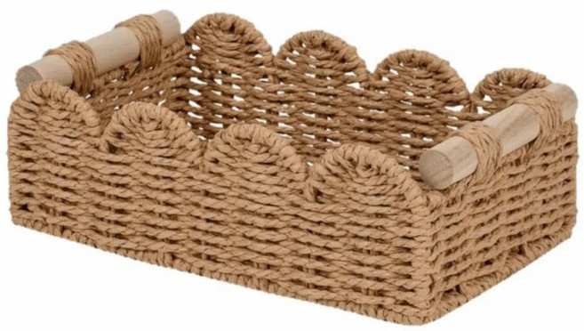 직조 직사각형 스낵 보관함 바구니 화장품 데스크탑 대용량 정리함 고리 용기, 01 라이트 그레이, 1개