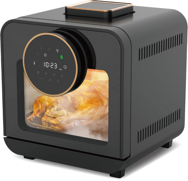 多功能智能氣炸鍋 無油健康烹飪 360度熱風循環 透明視窗設計 操作簡單易上手, 黑色, SG-15004STM