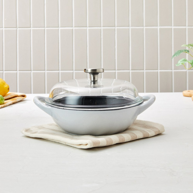 [모던하우스 인천점] 깊은 맛이 나는 진짜 무쇠 에나멜코팅 베이비웍 18CM 애쉬그레이 -[CK0125002], 1개