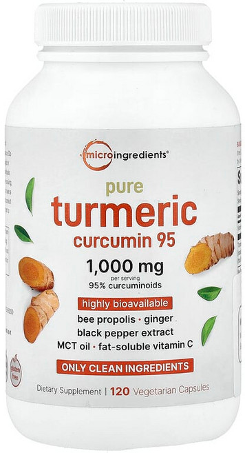 Micro Ingredients 순수 강황 커큐민 95 베지 캡슐 120정 MII-02348, 1개