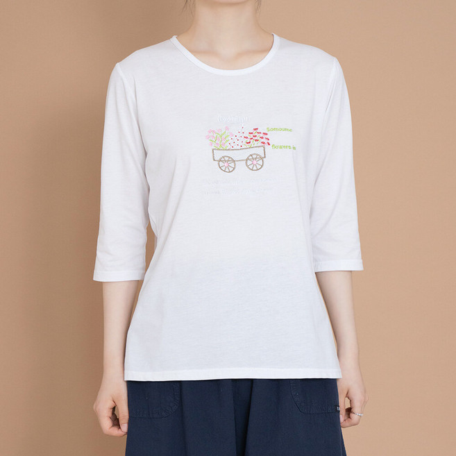 마담4060 엄마옷 마담4060 리니꽃마차티셔츠-QD000048-