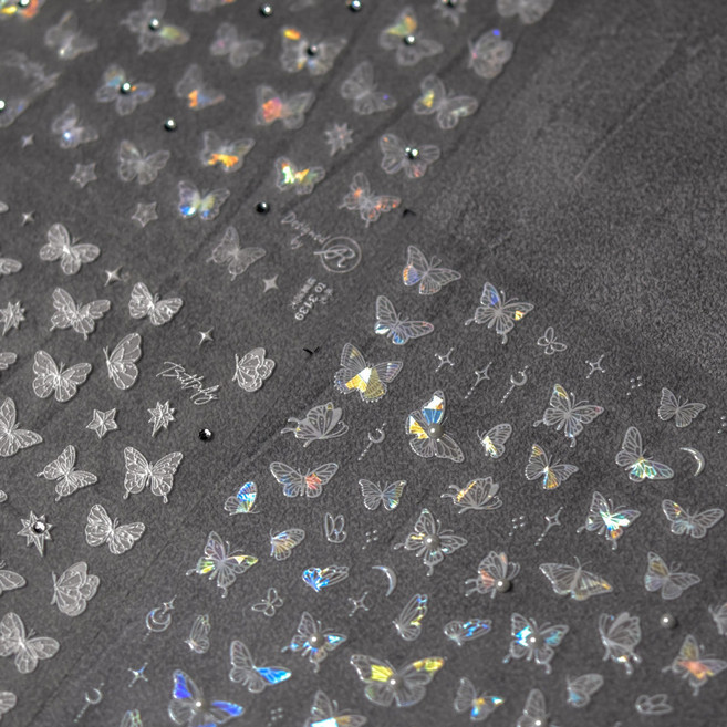 프리미엄 라인 나비 5D 네일스티커, 1개, 오로라(812)