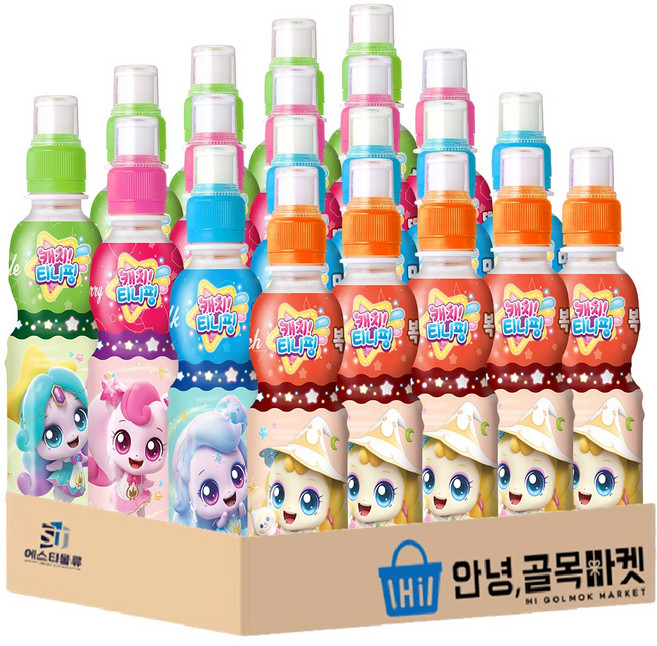 캐치 티니핑 음료 세트 복숭아 5개 밀크 5개 사과 5개 딸기 5개 총 20개, 1세트, 200ml