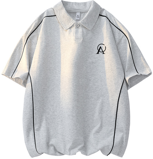 ANYOU 남성 봄여름 반팔 티셔츠 스트라이프 카라 반팔 폴로셔츠