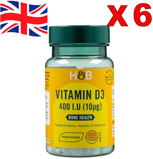 홀랜드앤바렛 비타민 D3 400IU 본 헬스 타블렛 Holland & Barrett Vitamin D3, 6개, 120정 - 쿠팡