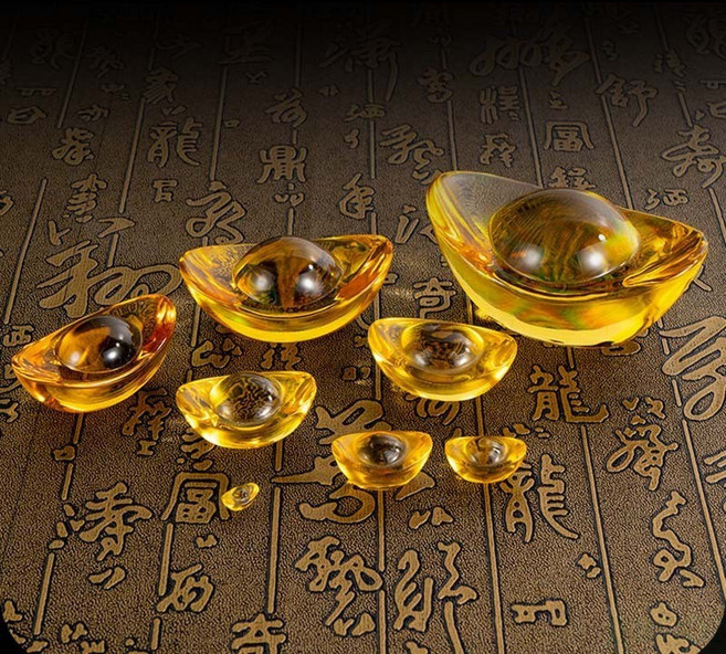 雨林薰舍 水晶元寶 招財元寶 金元寶 七彩元寶, 琉璃元寶(20顆)-1.5公分