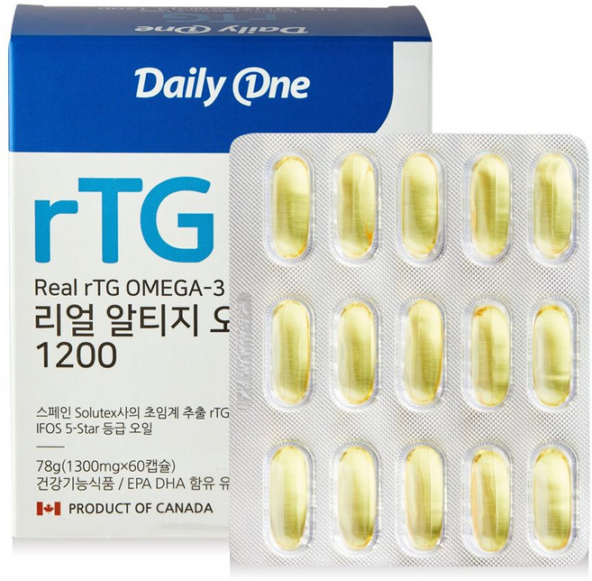 데일리원 혈행개선 리얼 알티지 오메가3 1200 초임계 추출, 60정, 1개