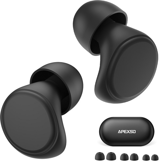 APEXSO 수면용 소음차단귀마개 실리콘 이어플러그 소음방지 -36dB, 1세트, 블랙