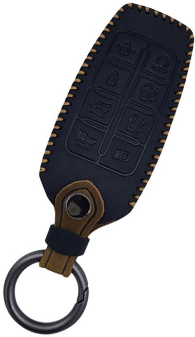 제네시스 8버튼 (호환) 가죽 스마트키케이스, 블랙, 1개