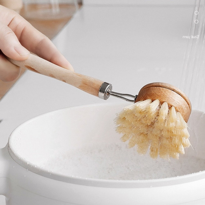 무흠집 우드 팬 브러쉬 키친 원형 수세미 세트 50mm