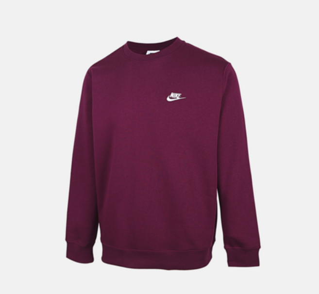 NIKE AS M NSW CLUB CRW BB 男款 酒紅 長袖 上衣 內刷毛 刺繡LOGO 大學T BV2663-638