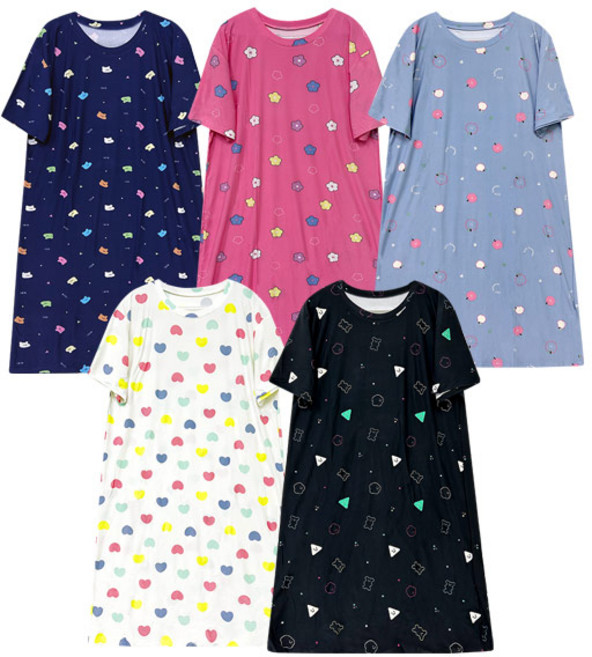 [란젤] 여성 반팔원피스 잠옷 7347 파자마 홈웨어