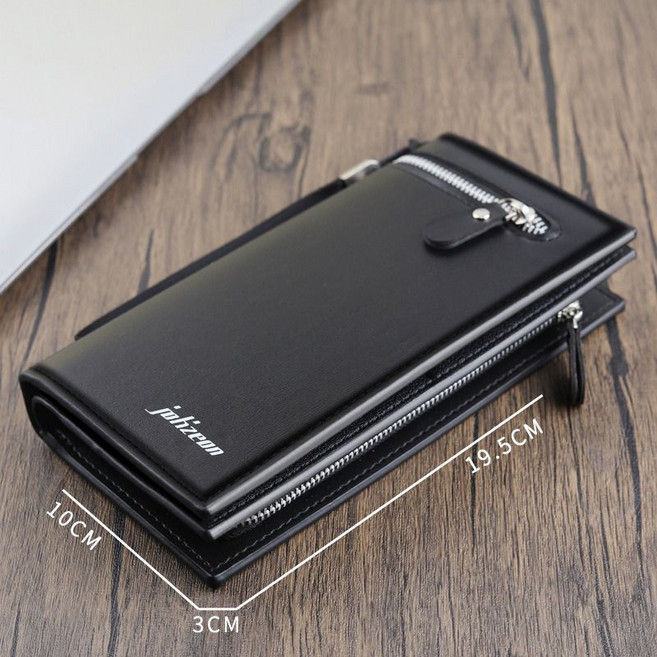 Skyciky 남자 장지갑 가죽 지퍼형 대용량 멀티 기능 비즈니스 손지갑 DD2137