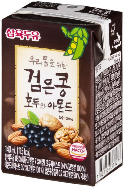 삼육식품 삼육두유 검은콩 호두와 아몬드 두유 140ml x 96팩, 24세트